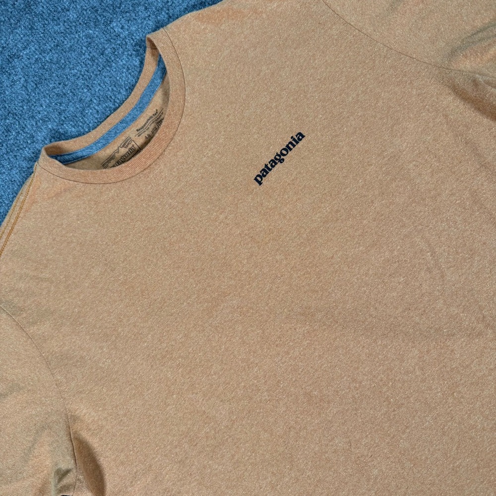 Patagonia Men Responsibili-Tee P-6 Logo Graphic T-Shirt Orange Brown Large #4880